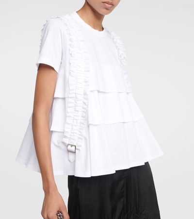 Shop Noir Kei Ninomiya Ruffled Cotton T-shirt In White