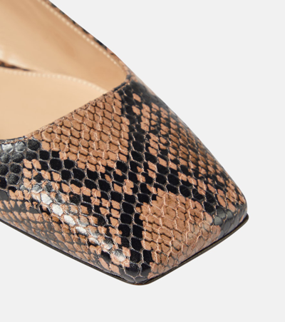 Shop Gianvito Rossi Borneo Snake-print Leather Slingback Flats In Beige