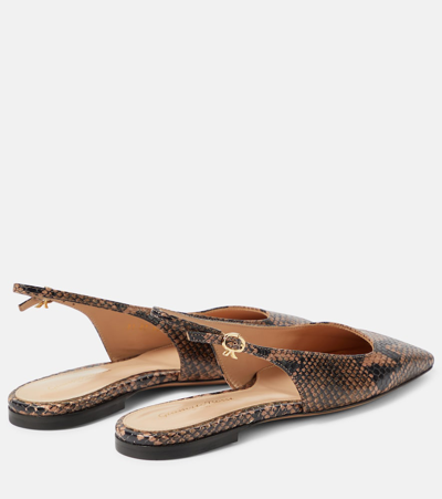 Shop Gianvito Rossi Borneo Snake-print Leather Slingback Flats In Beige