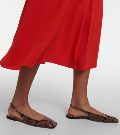Gianvito Rossi Embossed Square-toe Slingback Ballerina Flats In Beige