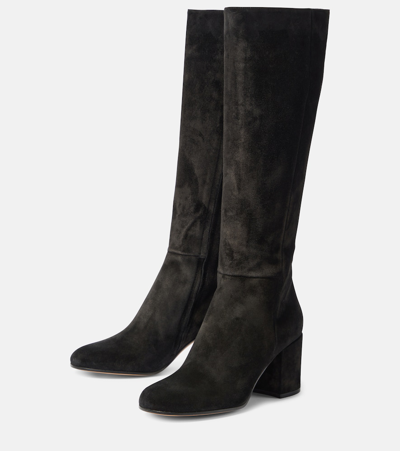 Shop Gianvito Rossi Joelle Suede Knee-high Boots In Black