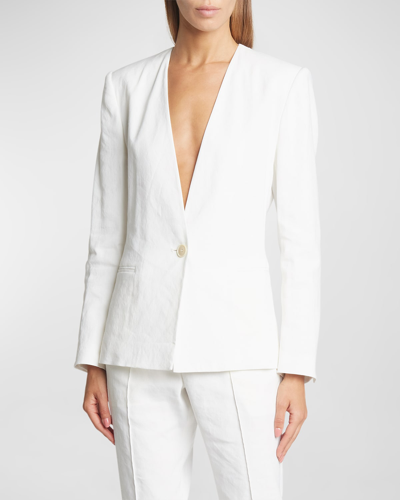 Shop Isabel Marant Manzil Single-breasted Collarless Jacket In White