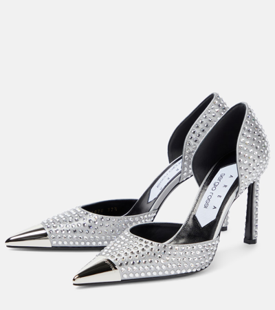 Area Dagger Metallic Leather Pumps In Silver