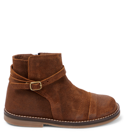 Shop Pèpè Hunter Suede Boots In Brown