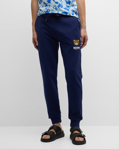 Shop Moschino Men's Underbear Logo Sweatpants In Blue