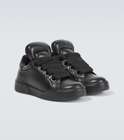 Shop Dolce & Gabbana Mega Skate Leather Sneakers In Black