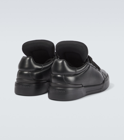 Shop Dolce & Gabbana Mega Skate Leather Sneakers In Black