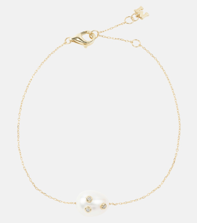 Mateo 14kt Gold Bracelet With Baroque Pearl And Diamonds In Gold
