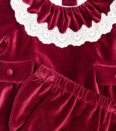 Shop La Coqueta Daroca Velvet Dress And Bloomers Set In Red