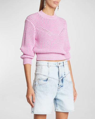 Shop Isabel Marant Yandra Rib Crop Sweater In Light Pink