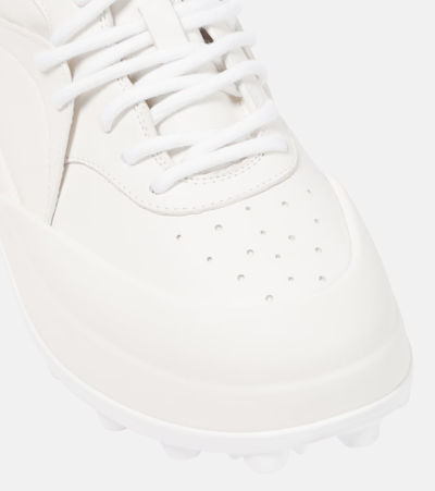 Shop Jil Sander Leather Sneakers In White