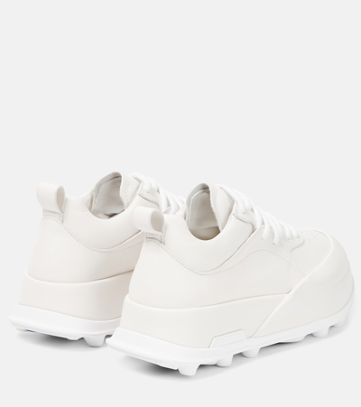 Shop Jil Sander Leather Sneakers In White