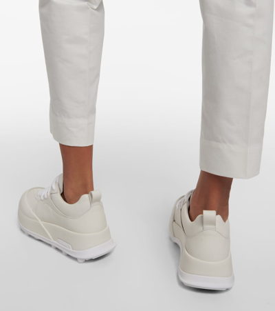 Shop Jil Sander Leather Sneakers In White