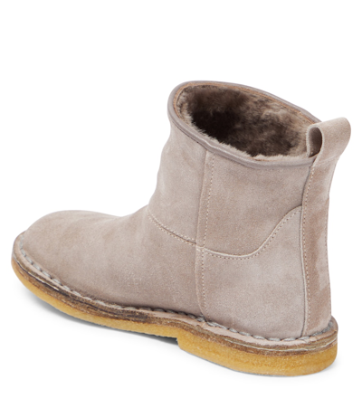 Pèpè Otter Shearling-lined Suede Boots In Pink