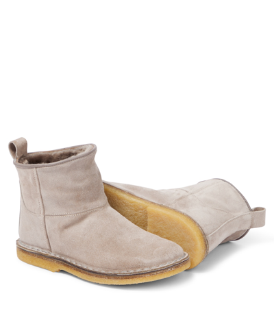 Pèpè Otter Shearling-lined Suede Boots In Pink