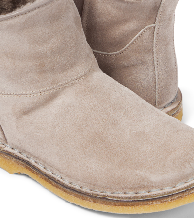 Pèpè Otter Shearling-lined Suede Boots In Pink