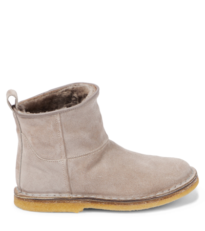 Pèpè Otter Shearling-lined Suede Boots In Pink