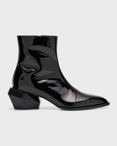 Shop Balmain Men's Billy Patent Leather Ankle Boots In Black