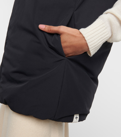 Jil Sander Hooded Padded Quilted Sleeveless Vest In Black