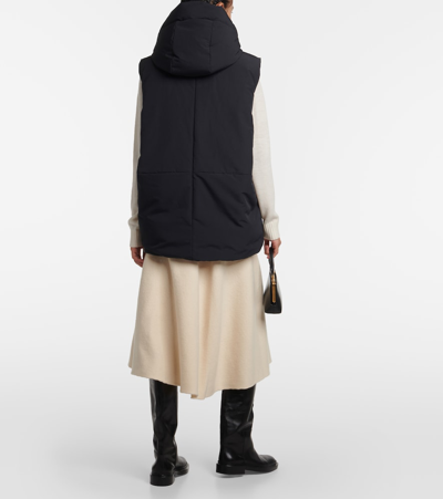 Shop Jil Sander Oversized Hooded Down Vest In Black