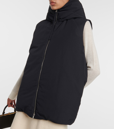 Shop Jil Sander Oversized Hooded Down Vest In Black