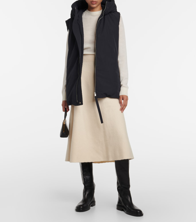 Shop Jil Sander Oversized Hooded Down Vest In Black