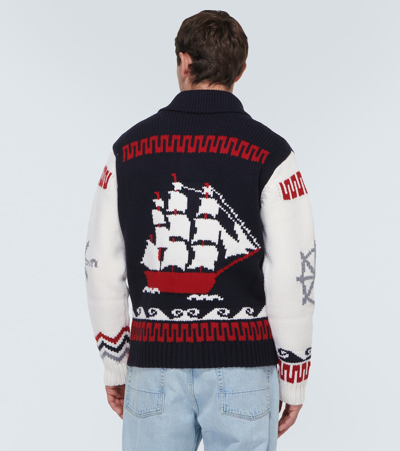 Shop Alanui Nautical Virgin Wool Jacket In Multicoloured