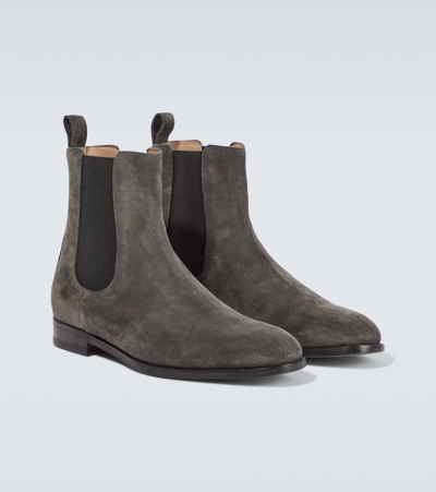 Shop Manolo Blahnik Delsa Suede Chelsea Boots In Grey