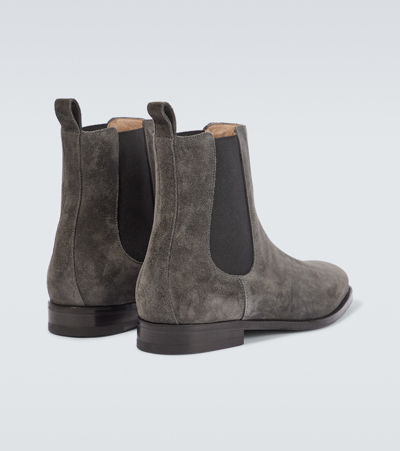 Shop Manolo Blahnik Delsa Suede Chelsea Boots In Grey