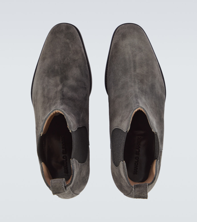 Shop Manolo Blahnik Delsa Suede Chelsea Boots In Grey