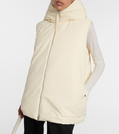 Shop Jil Sander Oversized Hooded Down Vest In Beige