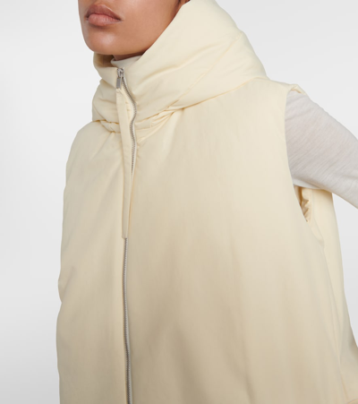 Shop Jil Sander Oversized Hooded Down Vest In Beige