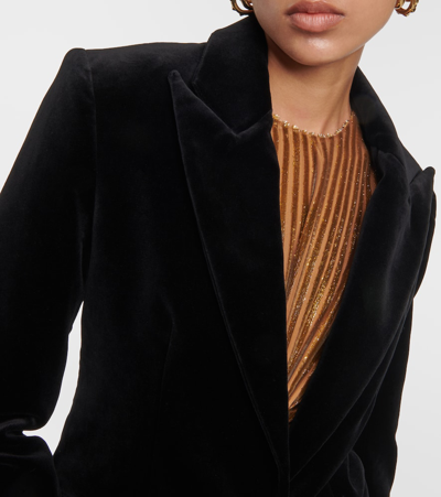 Costarellos Azura Cotton Velvet Blazer In Black