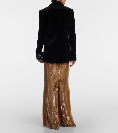 Costarellos Azura Cotton Velvet Blazer In Black