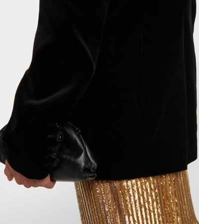 Costarellos Azura Cotton Velvet Blazer In Black
