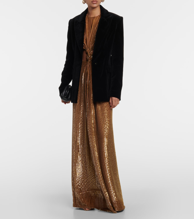 Costarellos Azura Cotton Velvet Blazer In Black