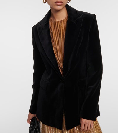 Costarellos Azura Cotton Velvet Blazer In Black