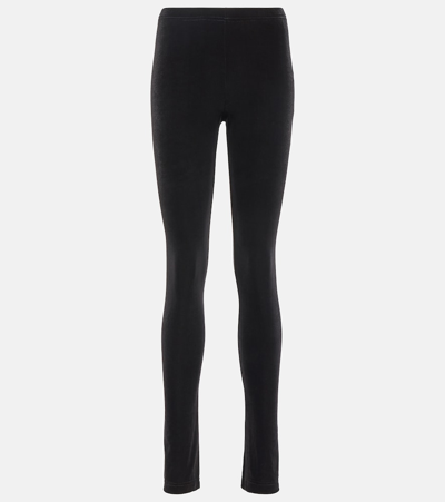 Shop Junya Watanabe High-rise Velour Leggings In Black