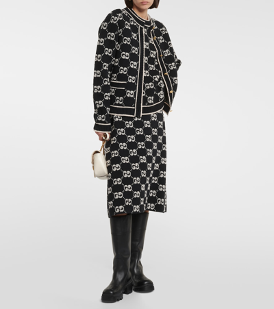Shop Gucci Gg Wool Bouclé Jacquard Midi Skirt In Multicoloured