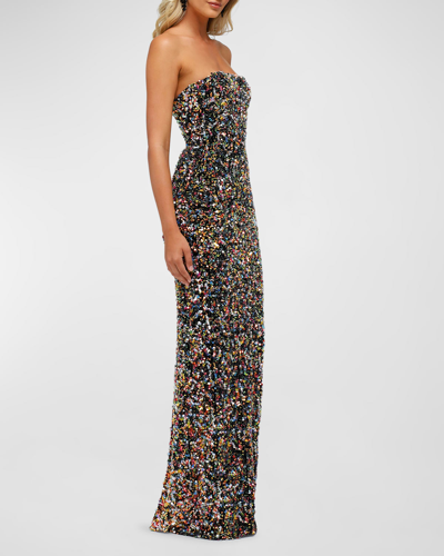 Shop Helsi Serena Strapless Velvet Sequin Column Gown In Iridescent Multi