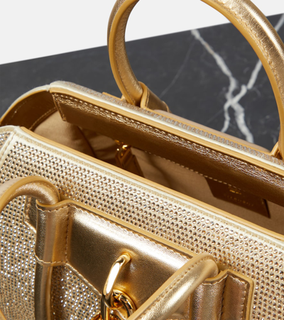 Shop Givenchy Antigona Lock Mini Embellished Tote Bag In Gold