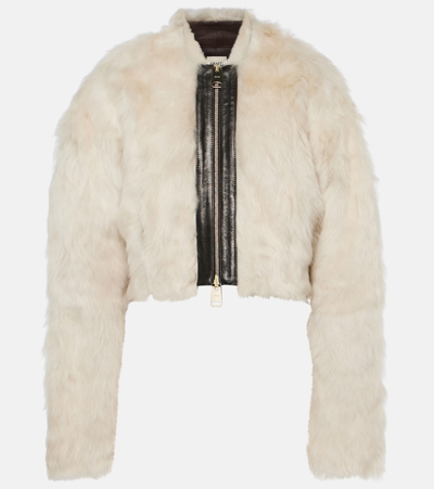 Shop Khaite Gracell Shearling Jacket In White
