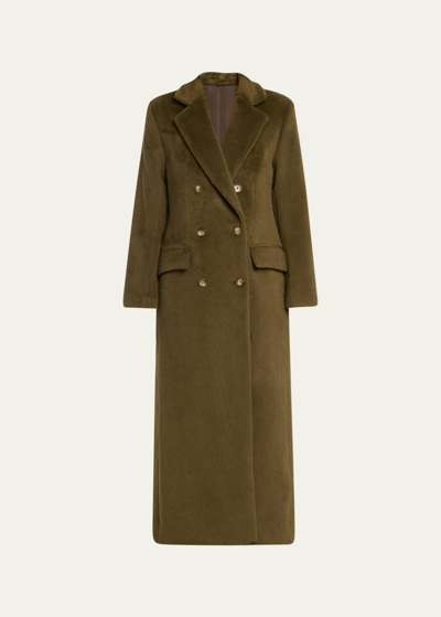 Shop Brandon Maxwell The Arden Long Alpaca Wool Coat In Dark Olive