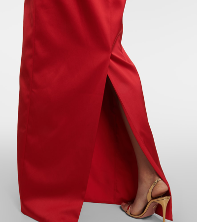 Shop Carolina Herrera Caped Satin Gown In Red