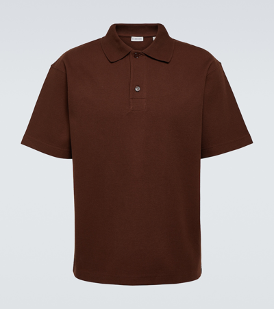 Shop Burberry Ekd Cotton Polo Shirt In Brown
