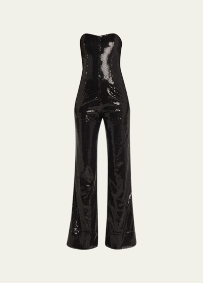 Shop Rivet Utility Showstopper Sequin Strapless Jumpsuit In Black