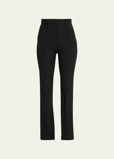 Shop Frame The Slim Stacked Trousers In Black