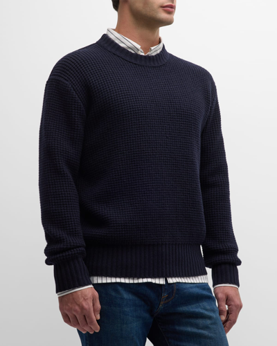 Shop Frame Men's Textured Wool Sweater In Navy