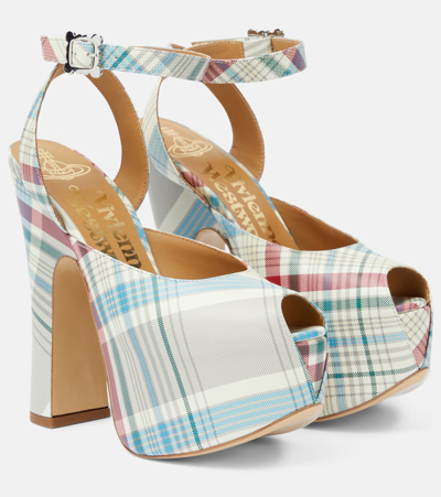 Shop Vivienne Westwood Vargas Checked Leather Platform Pumps In Multicoloured