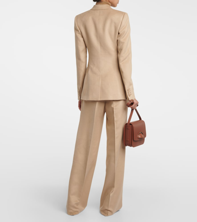 Gabriela Hearst Stephanie Wool-silk-linen Double-breasted Blazer Jacket In Beige